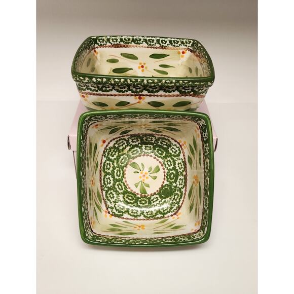 Temptations Green Old World Ceramic Nesting Mixing Bowls 2PC - Picture 4 of 5